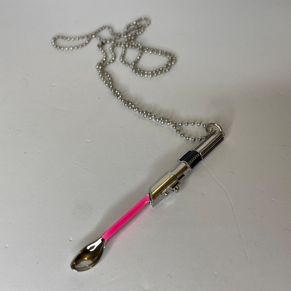 Mini spoon necklace Star Wars inspired Light Saber small tiny spoon pendant glow - Picture 2 of 3